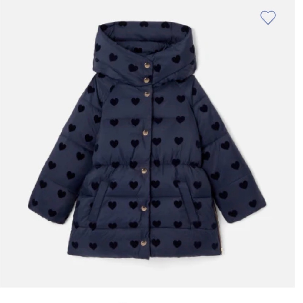 Jacadi Paris Dark Blue Heart Print Puffer Jacket | Size 3Y